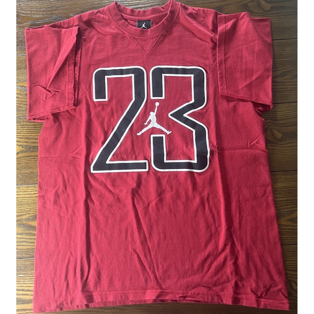Y2K Air Jordan T-Shirt Men M Jumpman Logo Red Short Sleeve #23
